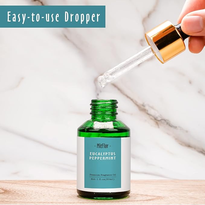 Eucalyptus Peppermint Fragrance Oil, MitFlor Large Size Single Scented Oil, Premium Grade Fragrance Oil for Soap & Candle Making, Refreshing Aromatherapy Oil Gift Set, Daily Home Fragrance, 30ml