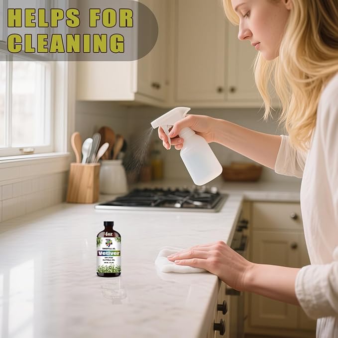 Vetiver Essential Oil (4 oz/120 ml) — Vetiver Oils for Aromatherapy, diffusers, humidifiers, Home fragrances, DIY Skincare, soap Making, DIY Candle Making, Relaxation, Yoga, and Meditation