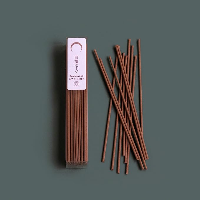 Asayu Japan Traditional Incense Sticks - Purification Set (Sandalwood & White Sage + Sandalwood & Rose), 40gr (Each Scent 20g), for Yoga, Zen Meditation and Relaxation - Traditional Smoke Type