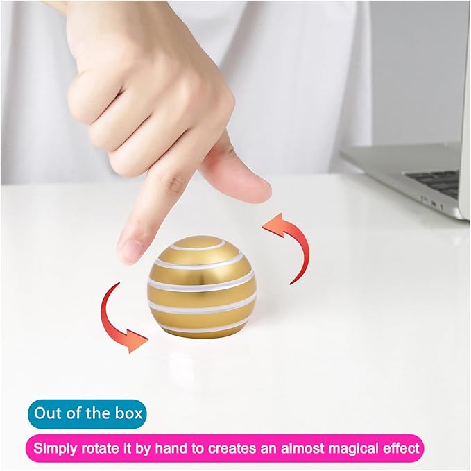 Desk Toys for Fidget Kinetic Cool-Gadgets: 180 Seconds Spinning Toy, Cool-Stuff Thing for Adult Teen Children Kid, Optical-Illusion Stress-Relief Gifts Ball for Man Women Home Office School Christmas