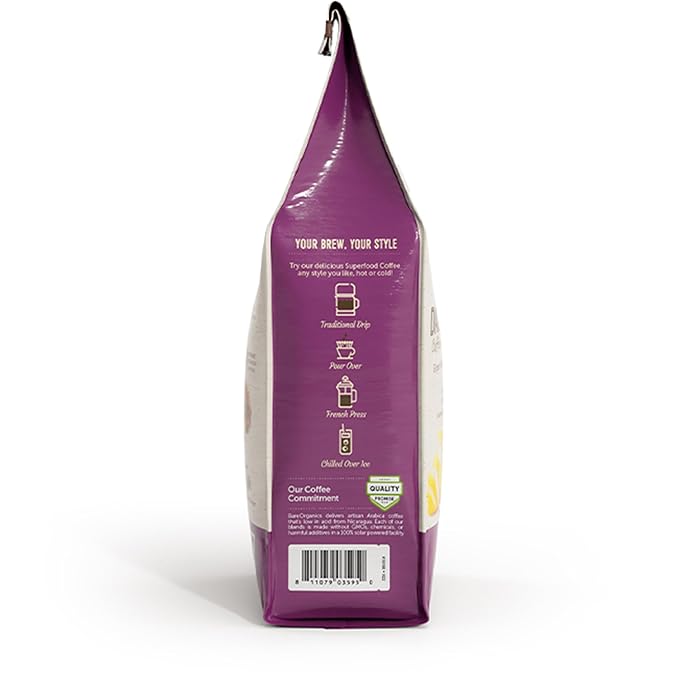 Daily Defense Organic Ground Bagged Coffee – Coffee with Maitake, Ginger Root, Lemon Peel & Superfoods – Healthy Mold Free Probiotic beverage, Vegan, Gluten Free