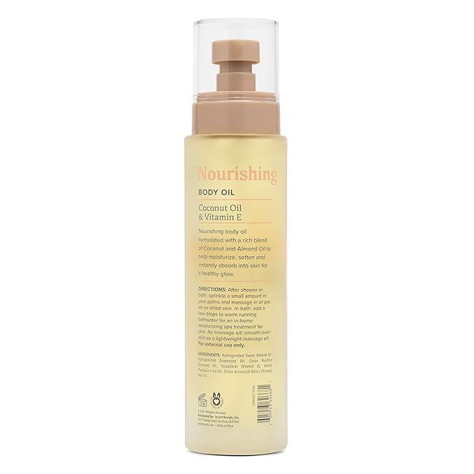 Nature Love Nourishing Body Oil with Coconut Oil + Vitamin E | Hydrate & Soften | Lightweight, Fast Absorbing | Paraben Free, Cruelty Free (6 Fl Oz)