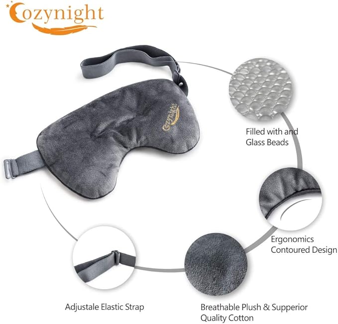 Cozynight Weighted Sleep Mask-Sleep Eye Mask for Sleeping-Eye Cover That Blocks Out Light to Help Relaxation and Night Sleep-Comfortable Blackout Sleeping Mask 0.8 lbs