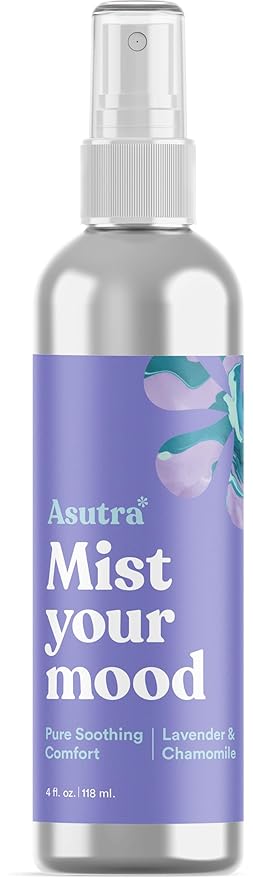 ASUTRA Multi-Use Essential Oil Aromatherapy Pillow Spray (Lavender & Chamomile), 4 fl oz Aluminum Bottle – Mist for Face, Body, Rooms & Linens – Car, Fabric, and Bathroom Freshener