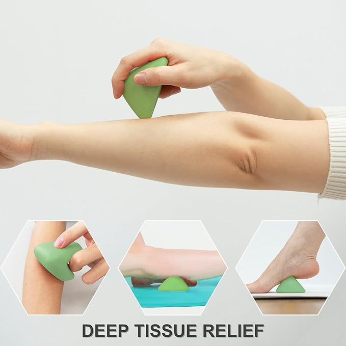 LEZER, Trigger Massage Point, Manual Massage Ball, Muscle Knots Relief Tool, Myofascial Release, Physical Therapy, Plantar Fasciitis, Set of 2 (Green Trigger and Black Ball)