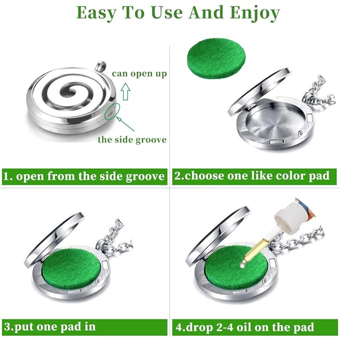 Essential Oil Diffuser Necklace, Hypoallergenic Stainless Steel Aromatherapy American Football Locket Pendant Jewelry Sets Birthday Christmas Mother's Day Gift for Women Men Teen