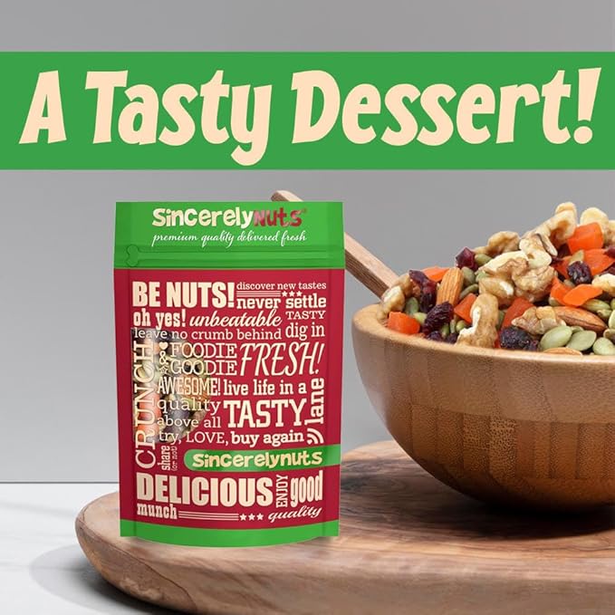 Sincerely Nuts Omega 3 Trail Mix - Whole Pumpkin Seeds, Sweetened Dried Cranberries & Mango Chunks, Unsalted Almonds & Chopped Walnuts - Kosher, Vegan & Gluten Free Heart Healthy Snacks, 1 lb