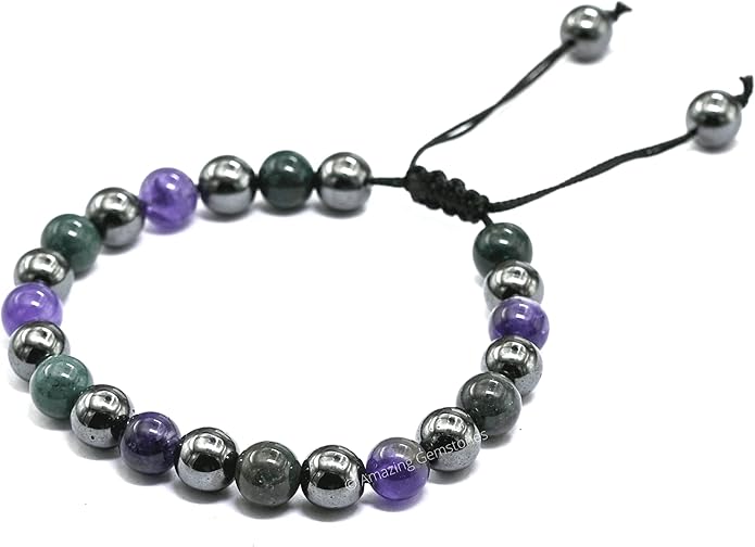 Natural Healing Crystal Bracelet for Women - Mens Bracelet Energy Balancing Gemstones Set - Adjustable Stone Bead Bracelet for Men and Women - Chakra Crystal Therapy Accessory, Meditation