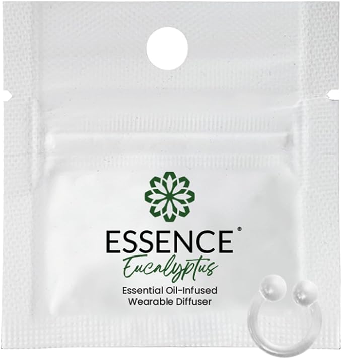 Essence Wearable Aromatherapy Nasal Diffuser – Eucalyptus Essential Oil Nose Ring Silicone Inhaler for Stress & Mood Support - Made in USA & Travel-Friendly