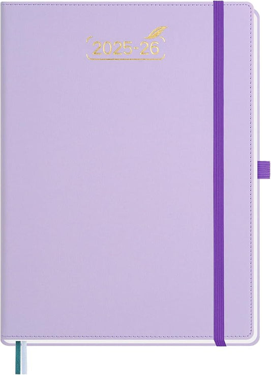 BEZEND 2026 Planner Weekly and Monthly (8.5" x 11"), Large 2-Column Calendar Book (Jul 25-Dec 26), Dual Schedule for Daily Appointment, Inner Pocket & Tabs, PU Leather Hardcover - Lilac