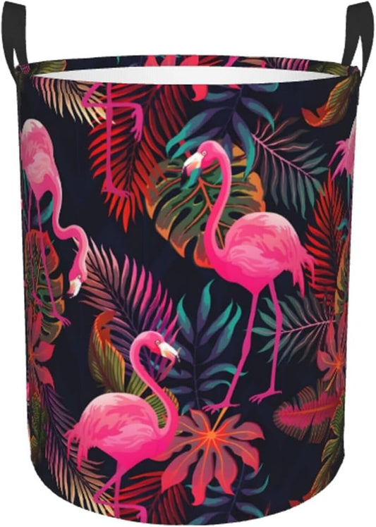 Laundry Basket Flamingos Collapsible Large Capacity,63L Dirty Clothes Basket Durable Lightweight Hamper With Handles Ideal For Clothes Toys Home Organization size19.6"L x 15.7"W