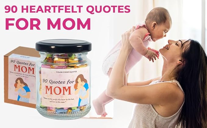 90 Love Notes for Mom in a Jar with NFC Keychain, Positive Affirmation Cards, Emotional Support Jar with Daily Affirmations for Women, Birthday Gifts for Mom, Mom Gifts from Daughters