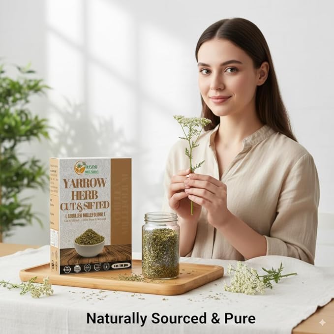 Herbs Botanica Yarrow Herb 100% Natural Dried Yarrow Flowers & Leaves for Tea, Tinctures, & Herbal Preparations – Premium Bulk Herbs for DIY Use – 4 oz Pack