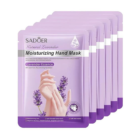 Chicwe 6 Pairs of Hand Masks Moisturizing Glove, Hydrating Hand Masks for Dry Peeling Hands, Exfoliating Collagen Gloves for Smooth Hands (Lavender)