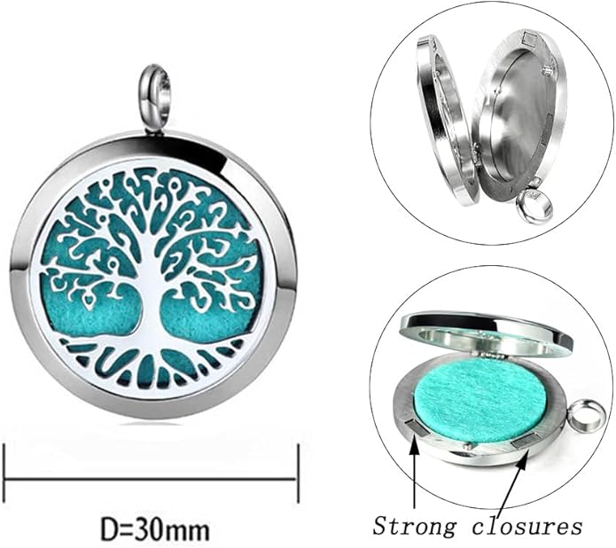 Aromatherapy Essential Oil Diffuser Necklace 316L Stainless Steel Locket Pendant with 24 Inch Chain
