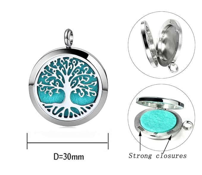Aromatherapy Essential Oil Diffuser Necklace Stainless Steel lnspirational Locket Pendant(Angel Wings)