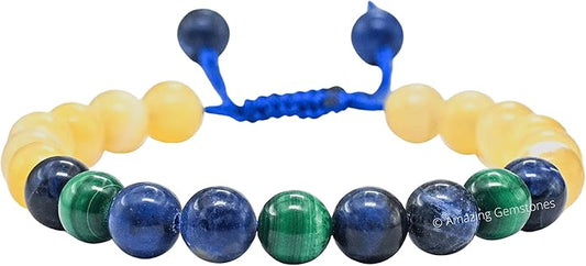 Natural Healing Crystal Bracelet for Women - Mens Bracelet Energy Balancing Gemstones Set - Adjustable Stone Bead Bracelet for Men and Women - Chakra Crystal Therapy Accessory, Meditation