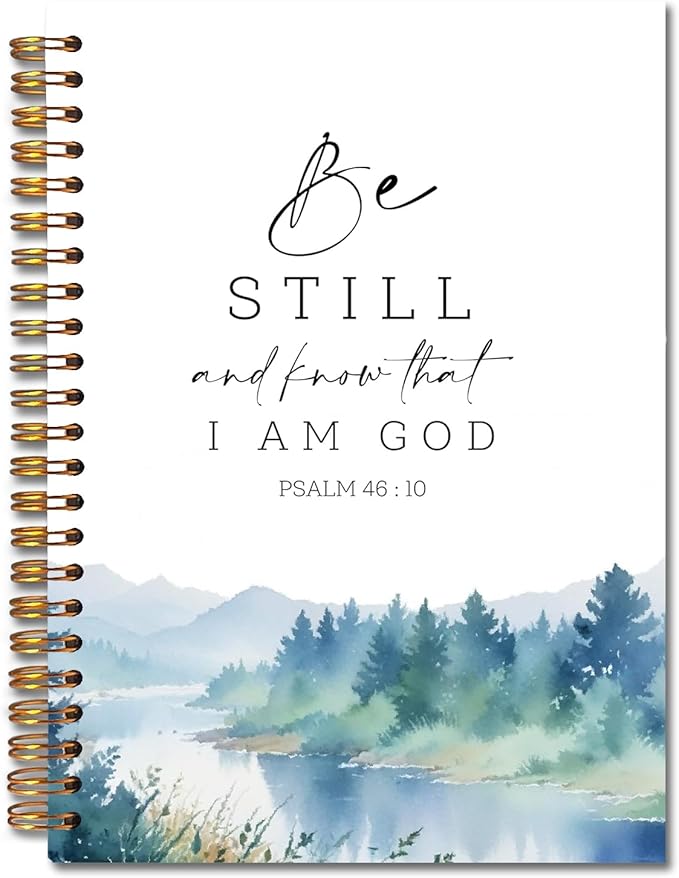 Be Still and Know That I Am God Christian Spiral Notebooks, Psalm 46:10 Bible Verse Journal, Scripture Journals for Writing, Religious Notebook for Note Taking, 5.5x8.3 Inch