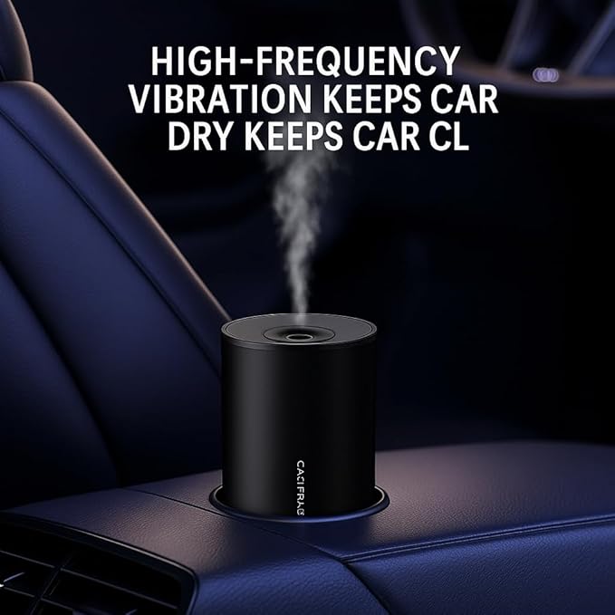 Essential Car Waterless Oil Diffuser: Wireless Rechargeable, Portable Aromatherapy Diffuser with Quiet Mist, Long Battery Life Air Freshener for Home Office Desk, Compact Black Design