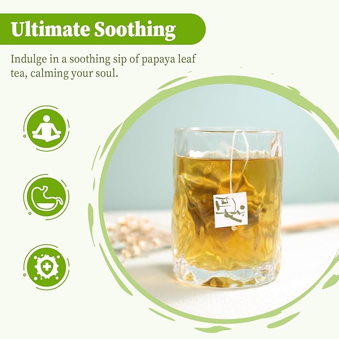 FullChea - Papaya Leaf Tea Bags, 50 Teabags - Natural Herbal Tea with Dried Papaya Leaves - Caffeine-Free Wellness Tea