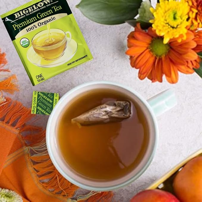 Premium Bigeloww Organic Green Tea 160 Count, Individually Wrapped Tea Bags - For Daily Wellness & Antioxidant Boost - Packaged for Freshness