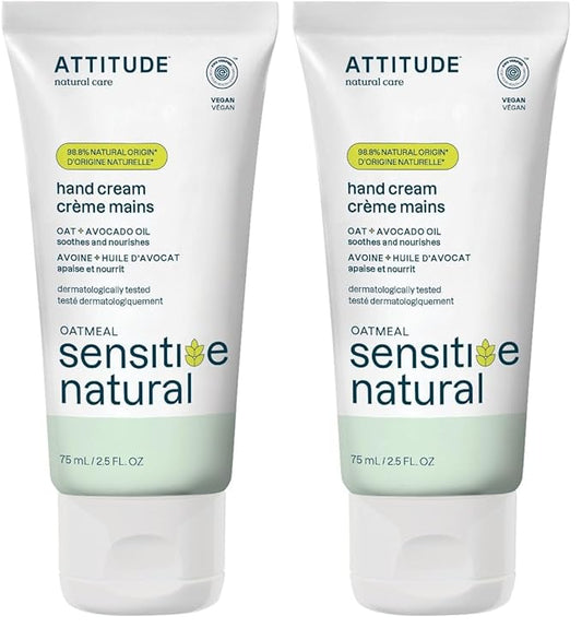 ATTITUDE Hand Cream, EWG Verified, Plant and Mineral-Based Ingredients, Vegan & Cruelty-free Beauty Products for Sensitive Skin, Nourishing, Avocado Oil, 2.5 Fl Oz (Pack of 2)