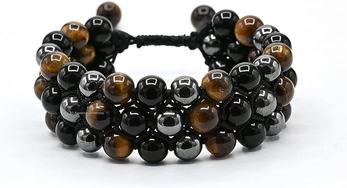 Natural Healing Crystal Bracelet for Women - Mens Bracelet Energy Balancing Gemstones Set - Adjustable Stone Bead Bracelet for Men and Women - Chakra Crystal Therapy Accessory, Meditation