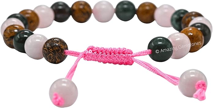 Natural Healing Crystal Bracelet for Women - Mens Bracelet Energy Balancing Gemstones Set - Adjustable Stone Bead Bracelet for Men and Women - Chakra Crystal Therapy Accessory, Meditation