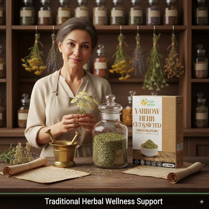 Herbs Botanica Yarrow Herb 100% Natural Dried Yarrow Flowers & Leaves for Tea, Tinctures, & Herbal Preparations – Premium Bulk Herbs for DIY Use – 4 oz Pack