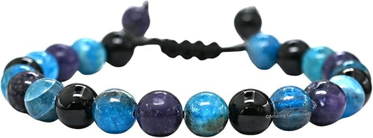 Natural Healing Crystal Bracelet for Women - Mens Bracelet Energy Balancing Gemstones Set - Adjustable Stone Bead Bracelet for Men and Women - Chakra Crystal Therapy Accessory, Meditation