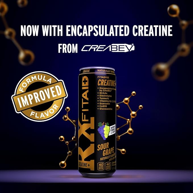 LIFEAID FITAID RX Recovery Blend Plus Creatine, Contains BCAAs, Glucosamine, Turmeric, B-Complex, Electrolytes, 12 Fl Oz (Pack of 12)