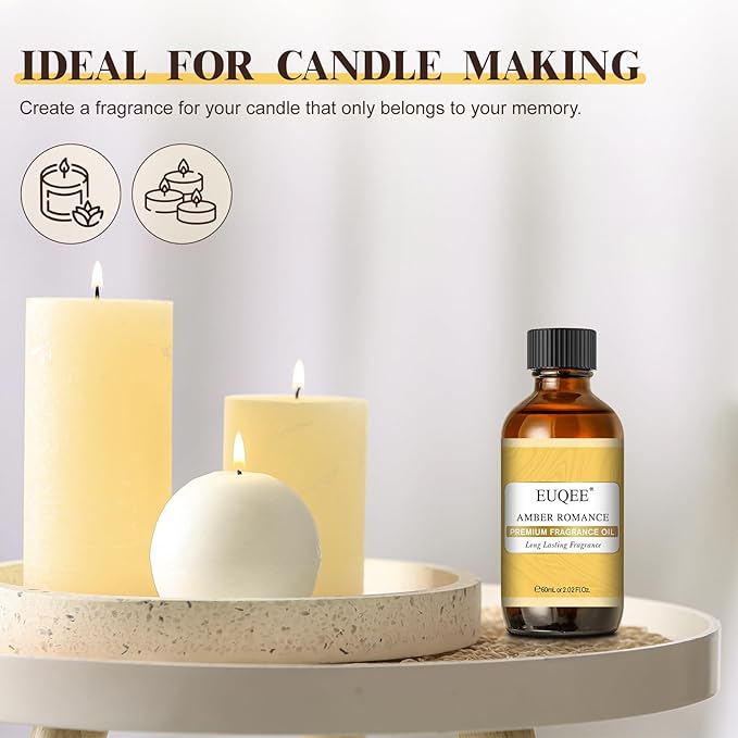 EUQEE Amber Romance Fragrance Oils, 2.02 Fl oz/ 60ml Essential Oils for Diffuser, Candle Making, DIY Soap with Glass Dropper