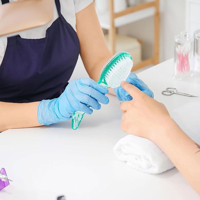 4 Pcs Foot Brush for Shower with Handle 2 in 1, Large Foot Pumice Stone Brush Scrubber Foot File Calluses Remove Suitable for Horniness Foot Spa,Foot Care Smooth Skin (Green&Transparent)