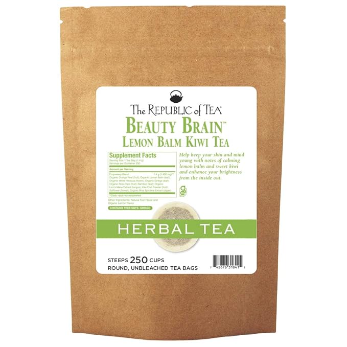 The Republic of Tea Beautifying Botanicals Beauty Brain Herbal Tea, 250 Tea Bags