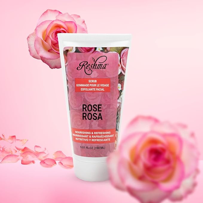 Reshma Beauty Rose Scrub, Dual Action Cleanser Face & Body Scrub, Gentle for All Skin Types and Dull Skin, Smoothing and Softening, Balances and Nourishes Skin, Cruelty-Free, 5.07 oz, Pack of 1
