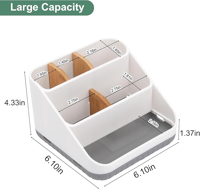 Chintu Bathroom Toothbrush Holders for Countertop - Electric Toothbrush Organizer 6 Slots Tooth Brush Organization for Kids Family, Toothpaste Holder for Bathroom Vanity Organizer Storage White