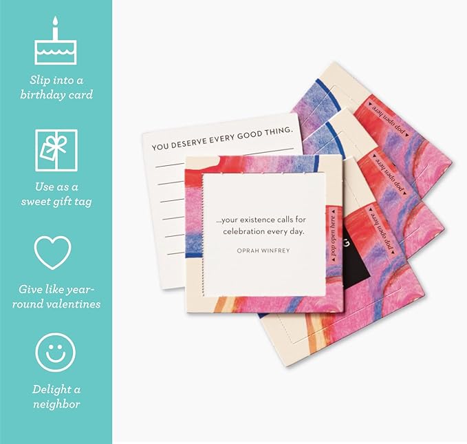 Compendium ThoughtFulls Pop-Open Cards — 4-Pack of Celebrating You, Be Happy, Happy Day, Smile — 120 Pop-Open Cards, Each with a Different Message Inside