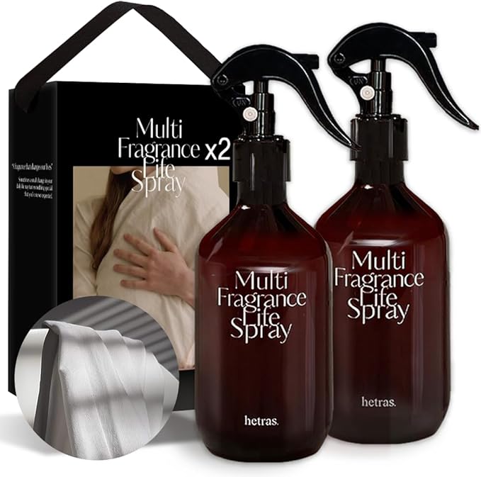 hetras Multi Fragrance Life Spray 10.14 fl oz x 2 Pack | White Shirt - Clean Linen Scent | Non-Aerosol Odor Freshener Room Mist for Room, Closet, Fabric | Infused with Essential Oils