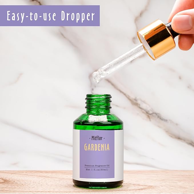 Gardenia Fragrance Oil, MitFlor Single Scented Oil, Large Size Premium Grade Fragrance Oil for Soap & Candle Making, Aromatherapy Diffuser Oil, Creamy Floral Scent for Home Fragrance, 30ml