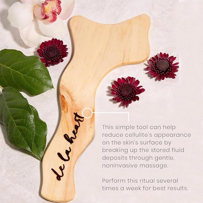 de la heart Wooden Lymphatic Body Massage Tool | Handheld Body Sculpting & Cellulite Massager for Circulation, Muscle Relaxation & Skin Firming | Smooth Wood Maderotherapy Tool for Home Use
