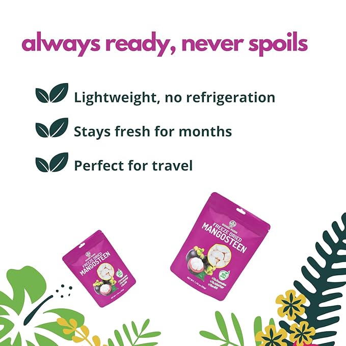 NOKKI FARM Freeze Dried Mangosteen - Healthy & Exotic Tropical Fruit Snacks, No Added Sugar or Preservatives, Kid-Approved, Shelf-Stable & Portable for On-The-Go Snacking - (Pack of 3)