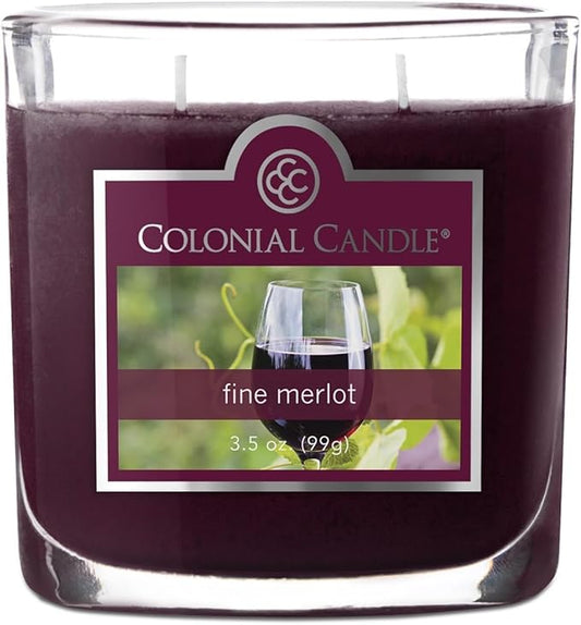 Colonial Candle Fine Merlot Scented Jar Candle, 2 Wick, 3.5 oz, Mottled Wax Candle