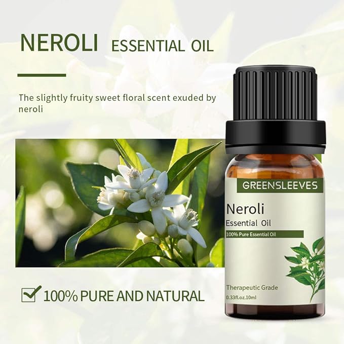GREENSLEEVES Neroli and Cocconut Essential Oil Set, 2 x 10ml Pure Plant-Based Fragrance Oil for Aromatherapy, Essential Oils for Diffuser, Massage, Bath Bomb, Scented Candle Soap Making