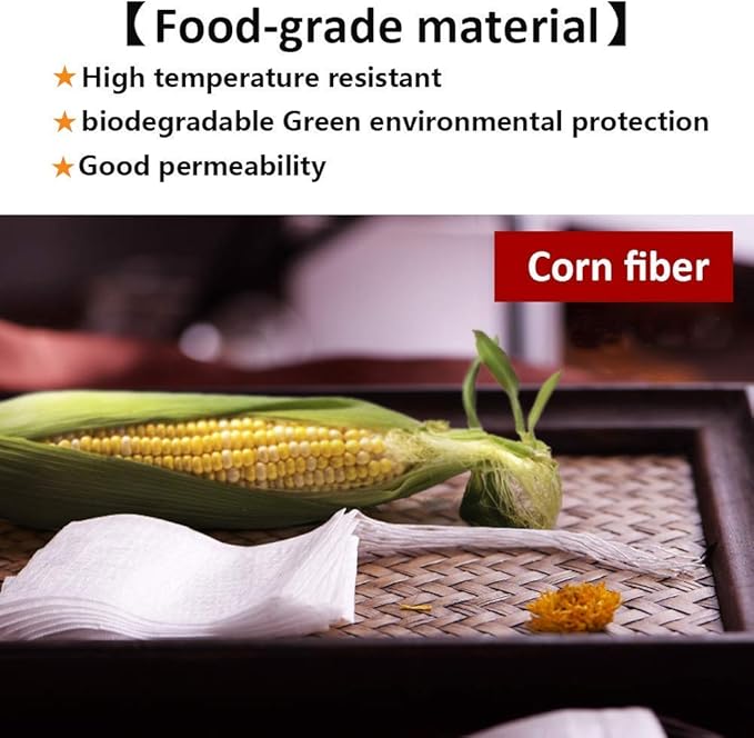 100 Pcs Disposable Tea Bags for Loose Leaf Tea, Biodegradable Tea Filter Bags with Drawstring, Corn Fiber Empty Tea Bags for Loose Leaf Tea (3.54 x 2.75 inch)