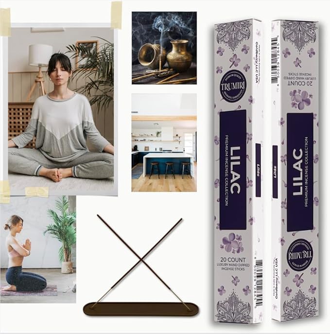 Lilac Incense Sticks - Total 120 Insence-Sticks - 6 Packs of 20 Insense - Inciensos - Inscents - Natural Non Toxic Ingredients - Incents - Incence - Inscense - Insents