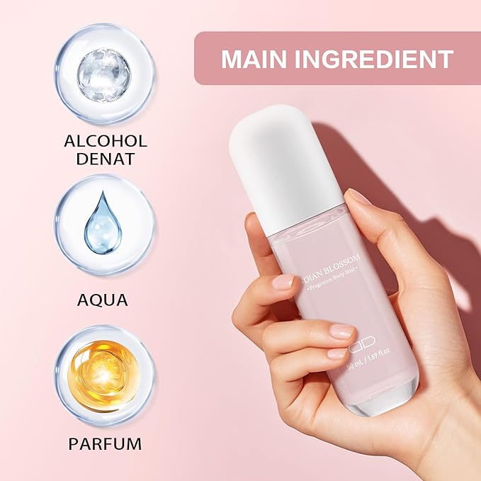Body Mist Spray – Citrus & Floral Fragrance for Women – Daily Shower Mist & Refreshing Scent – 50ml Travel Size (INDIAN BLOSSOM)