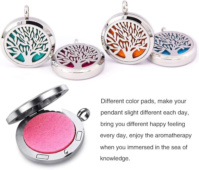 Aromatherapy Essential Oil Diffuser Necklace 316L Stainless Steel Locket Pendant with 24 Inch Chain