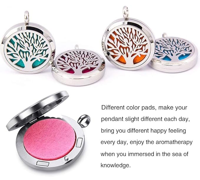 Aromatherapy Essential Oil Diffuser Necklace Stainless Steel lnspirational Locket Pendant（Sunflower）