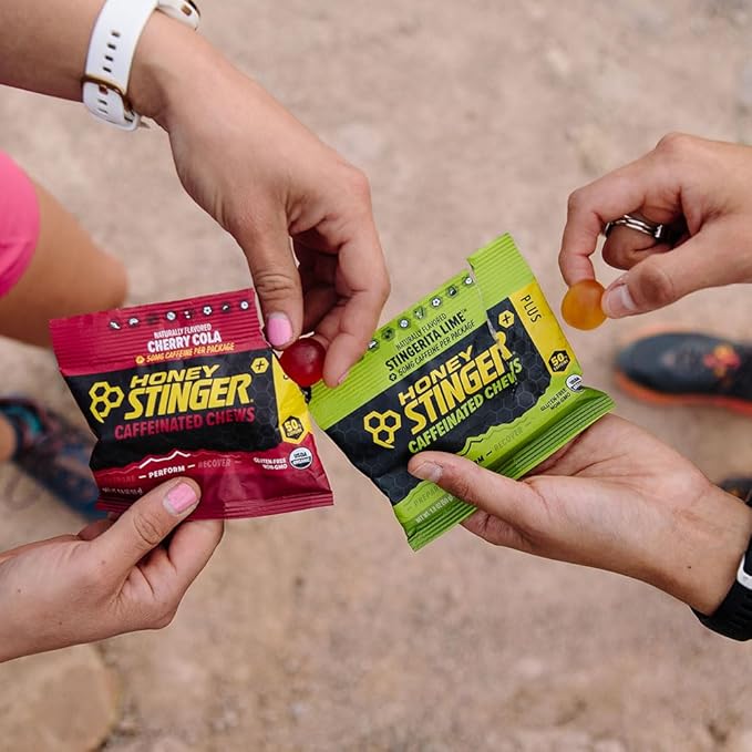 Honey Stinger Organic Caffeinated Energy Chew Variety Pack, 6 Packs Each of Cherry Cola & Stingerita Lime, Gluten Free, for Exercise, Endurance & Performance, Sports Nutrition for Home & Gym