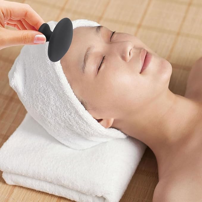 Healifty 2Pcs Mushroom Massage Hot Stones Warmer Basalt Bian Stone Guasha Tools Volcanic Rocks for Spa Relaxing Healing 2.16 X 2.16 X 1.49 Inch